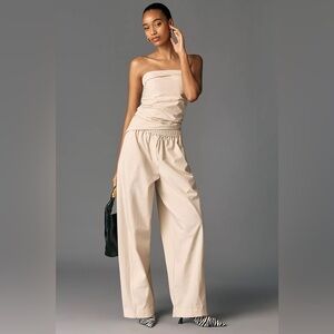 NWT MAEVE 2piece Strapless Ruched Top (L) + Sporty Poplin Pull-On Trousers (XL)